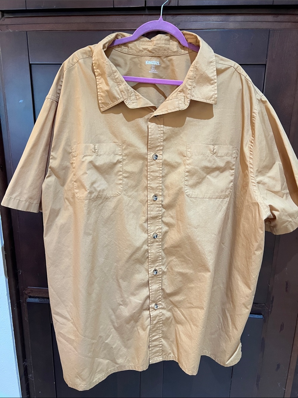 Short-Sleeve Button-Down Shirt in Camel Tan